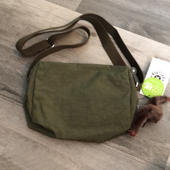 Kipling Colleen 100% Polyester Jaded Green Tonal Crossbody + Monkey Key Chain - Picture 8 of 14